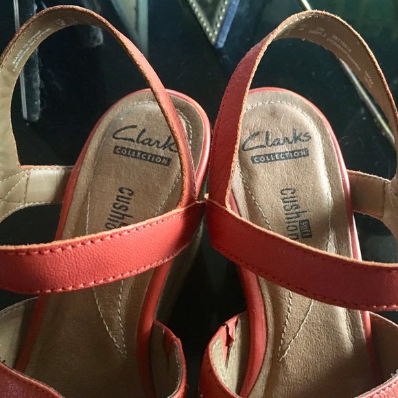 Clarks: Zia Graze Orange Platform Wedge Sandal - Picture 4 of 8